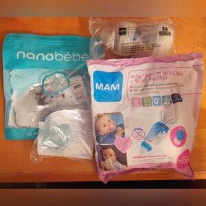 NEW Baby Bundle Lot Bottles Pacifiers Mam Dr Brown's Nanobebe